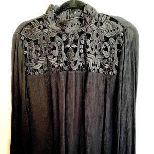 Lace cut outs crepe gorgeous black blouse